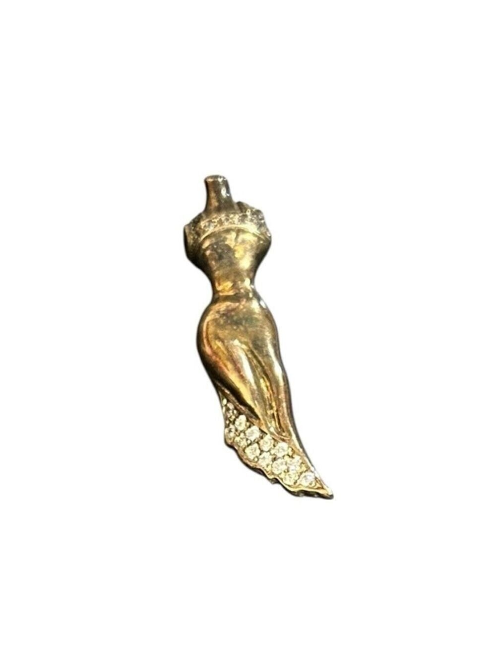 Vintage Art Deco Sterling Silver Rhinestones Woman’s Figural Brooch Pin 2”